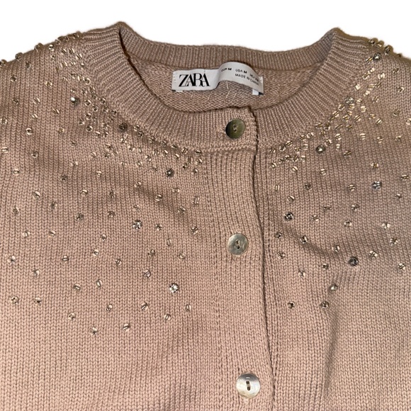 Zara cropped sequins tan women's M - Picture 2 of 3
